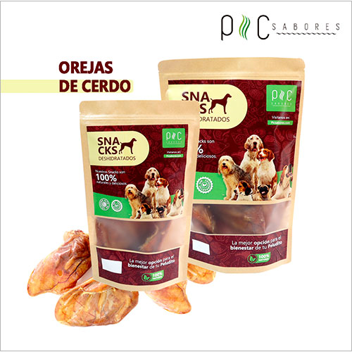 Orejas de cerdo deshidratadas en dos presentaciones